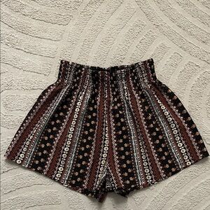 SHEIN Black and Brown Striped High Waist Shorts
